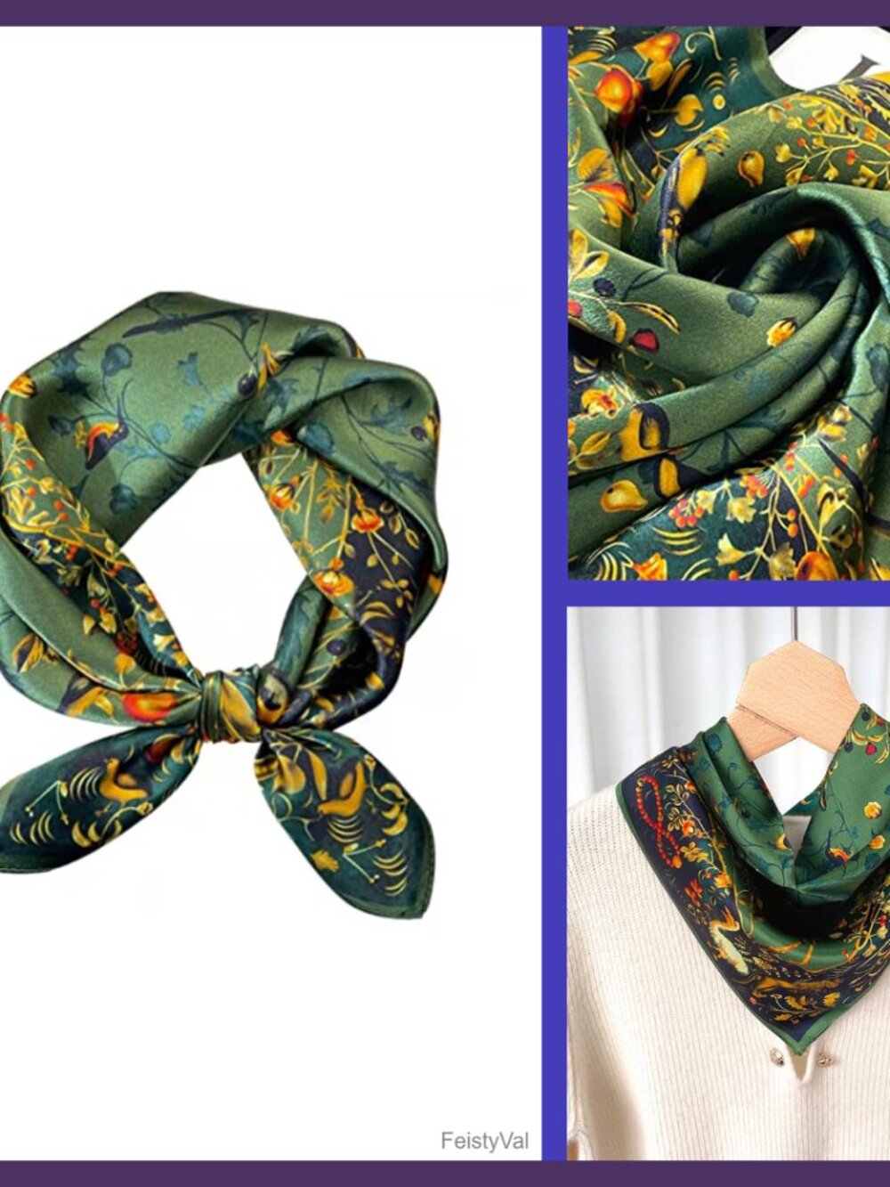 100% Mulberry Silk Square Scarf 25.6" Women Men Neckerchief Headscarf